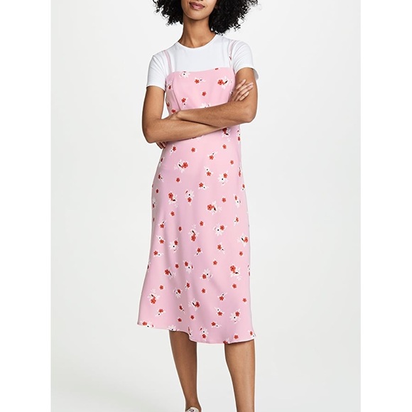 Pink floral midi dress shopbop size M NWT - Re:named Brenda dress. Crepe - cute! - Picture 4 of 8